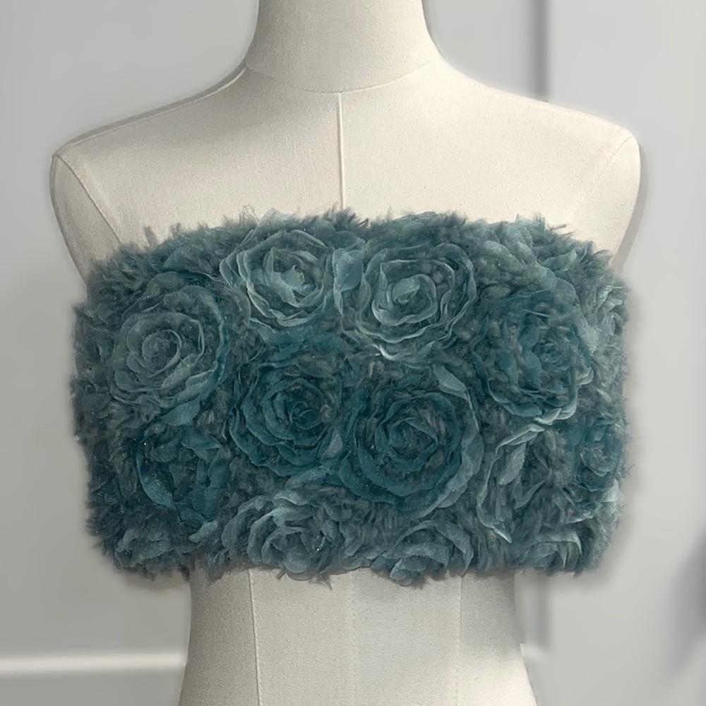 Floral Textured Tube Top in Teal